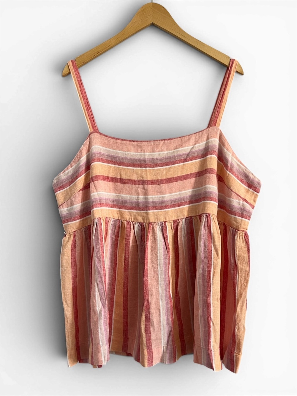 Striped Peach & Coral Sleeveless Tank Top
